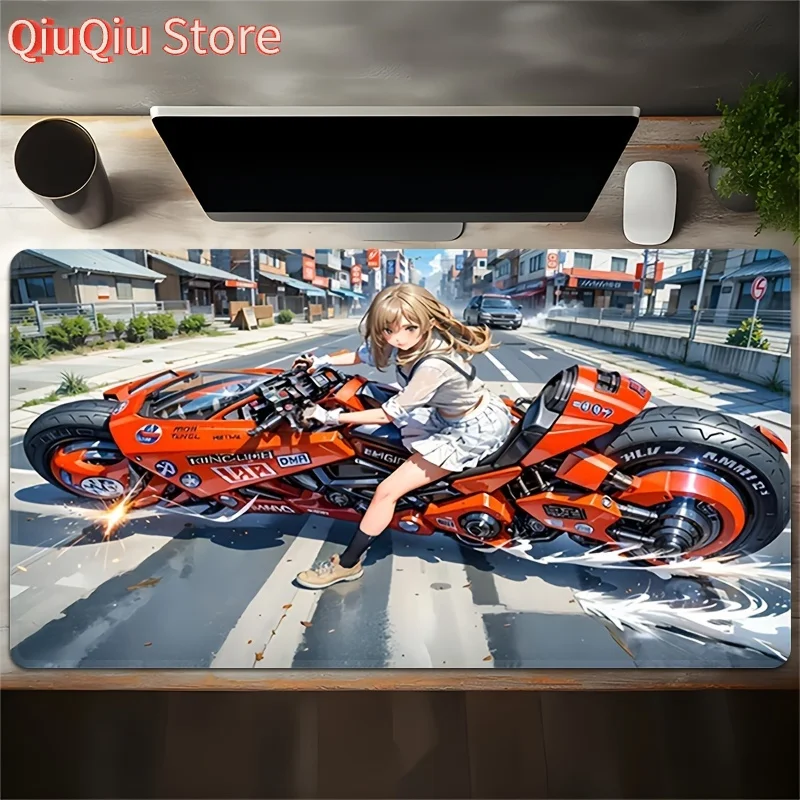 

Large Anime Girl Rider Mouse Pad - Vibrant Racing-Themed Desk Mat with Non-Slip Rubber Base, Perfect for Gaming, Office, or Scho