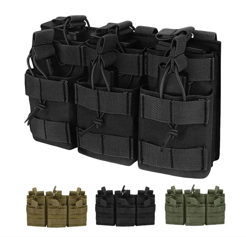 Hunting Molle Bag Three Magazine Bag Double Layer Mag Bag M4 M14 M16 AK AR Universal Magazine