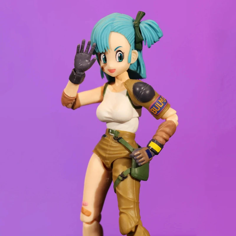 Figura de ação Dragon Ball Super – Jovem Bulma com peças móveis, ideal para colecionadores e fãs de anime e bonecos de ação