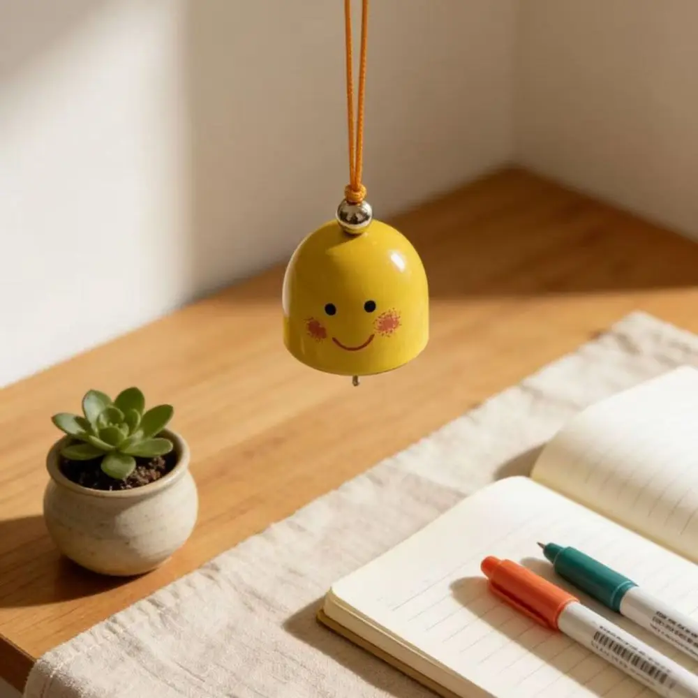 6Pcs Crisp Ringing Tones Wind Chimes Creative Alloy Bell Hanging Ornaments Multicolor Cartoon Expression Decorative Bells