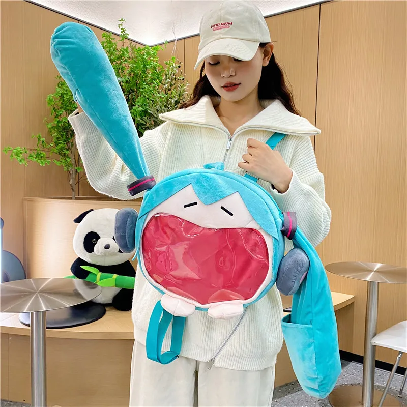 Hatsune Miku Animation Peripherer Plüsch-Rucksack, Spielzeug, niedliches Geburtstagsgeschenk, Plüsch-Serie, Studentenbedarf, Großhandel, Weihnachtsgeschenk