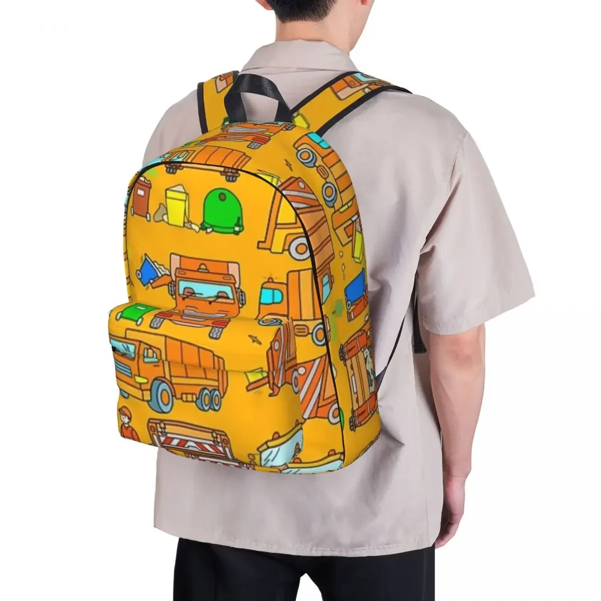 Mochila con diseño de camión de basura para niños, bolsa escolar para estudiantes, para ordenador portátil