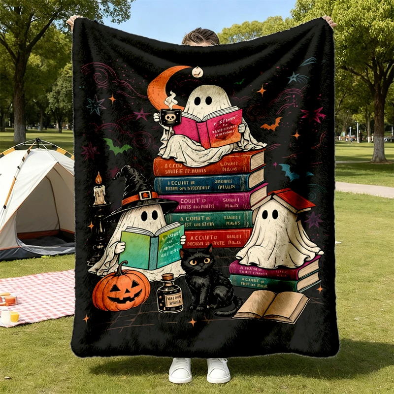 Acotar Ghost Reader Comfort Colors Flannel Blanket, Spooky Bookish Halloween Flannel Blanket