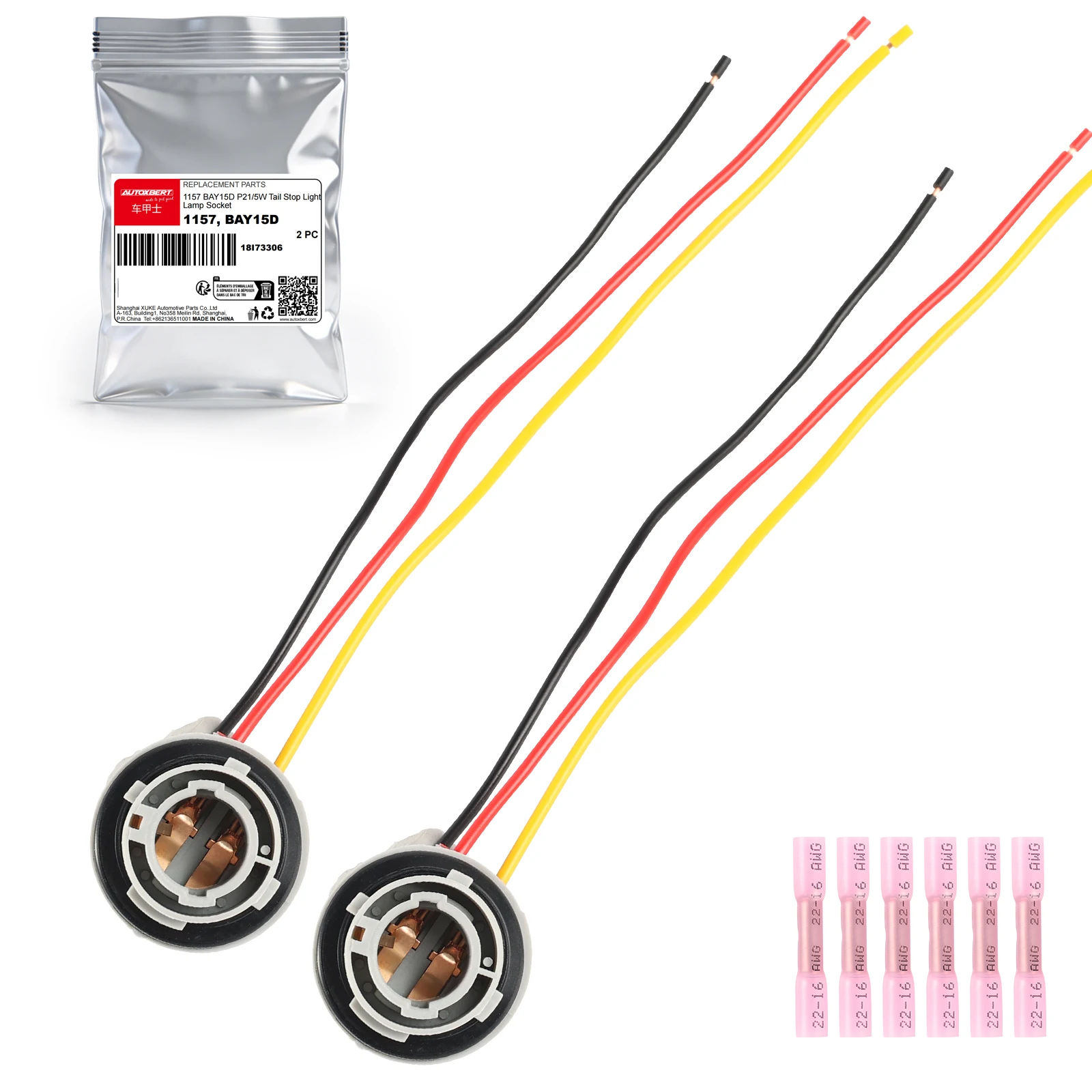 2pcs 1157 BAY15D P21/5W Plastic Lamp Bulb Holder Brake Light Turn Signal Tail Light Socket Replacement for Vehicle Durable