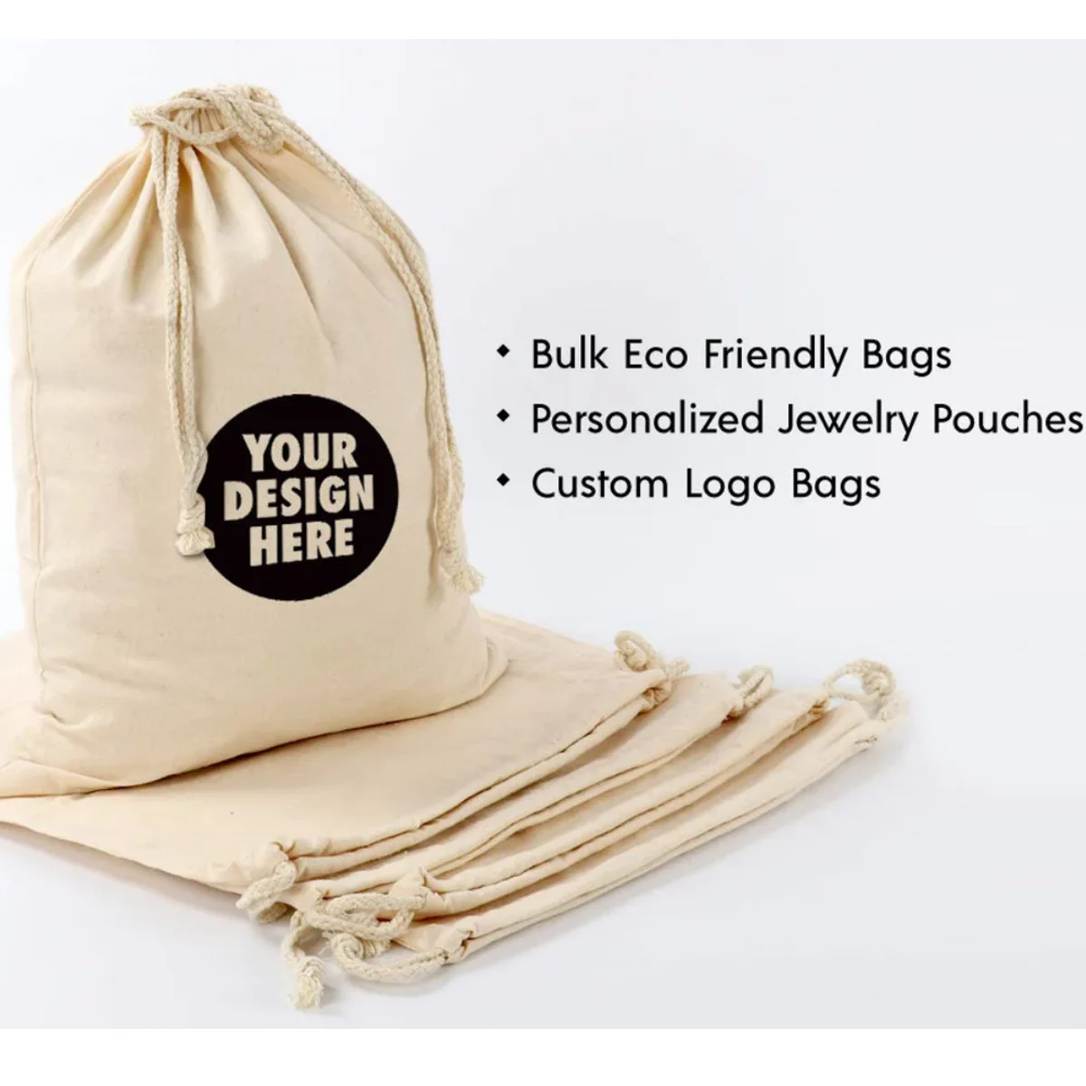 

20 PCS Natural Cotton Jewelry Bag-Personalize Drawstring Bag-Wedding Favour Bag-Custom Dust Bag-Logo Bag-Business Event Bags-Wed