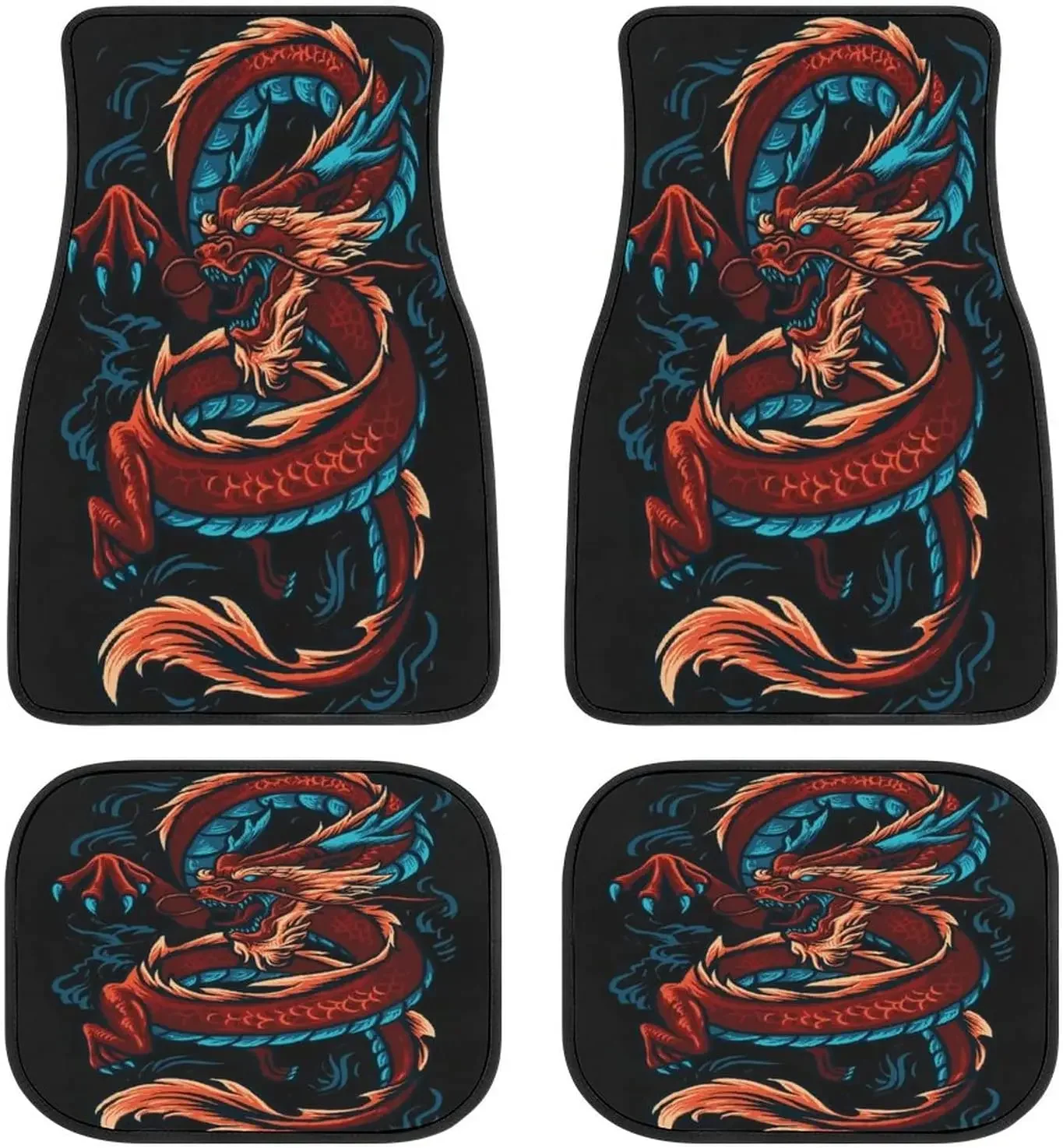 

Chinese Dragon Painting Colorful Art Car Mats Universal Drive Seat Carpet Vehicle Interior Protector Mats Funny Designs All-Weat