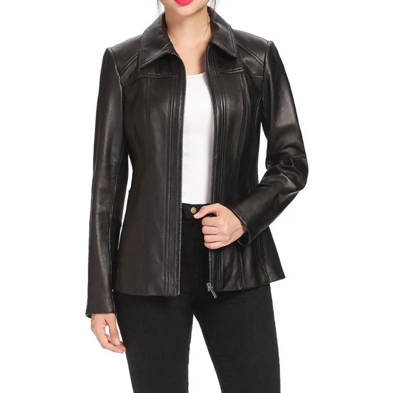 

Women's Genuine Leather Jacket Real Sheepskin Slim Fitting Sexy and Cool Jacket European and American Fashion Trend