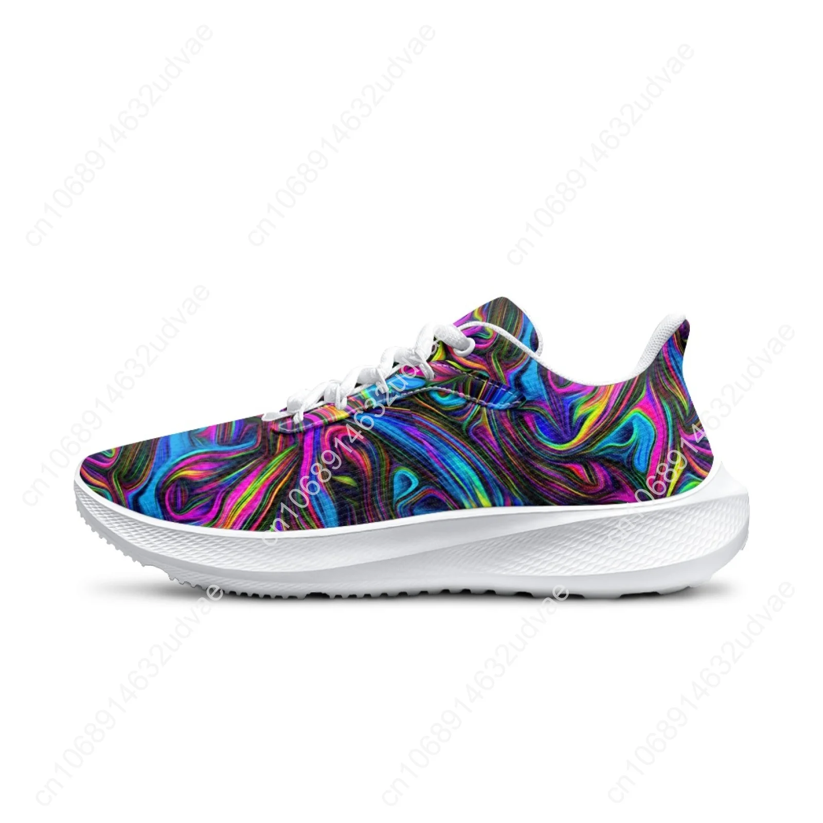 New Running Shoes Colorful Psychedelic Print Lightweight Breathable Running Shoes Abstract Art Print Casual Sneaker
