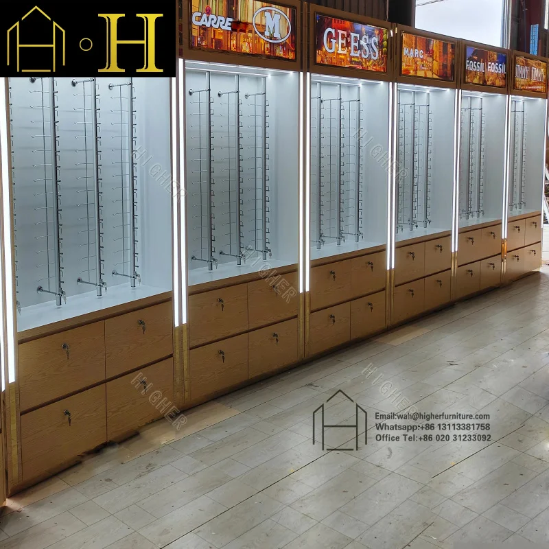 custom.Factory Selling Wooden Glass Display Counter with Locking Drawer Metal Jewelry Showcase Sale Store