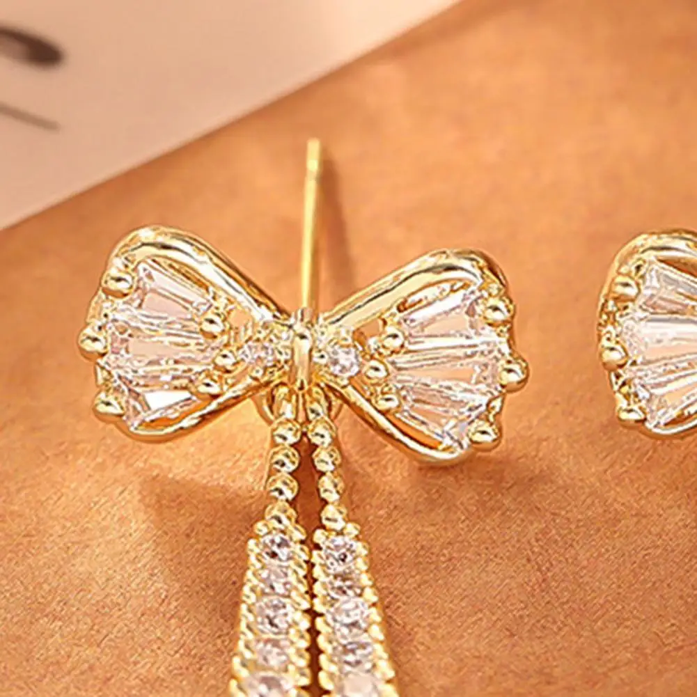 Earring Set Sparkling Rhinestone Bowknot Earrings Set Fine Craftsmanship Drop Stud Jewelry Elegant Women’s Fashion Accessories