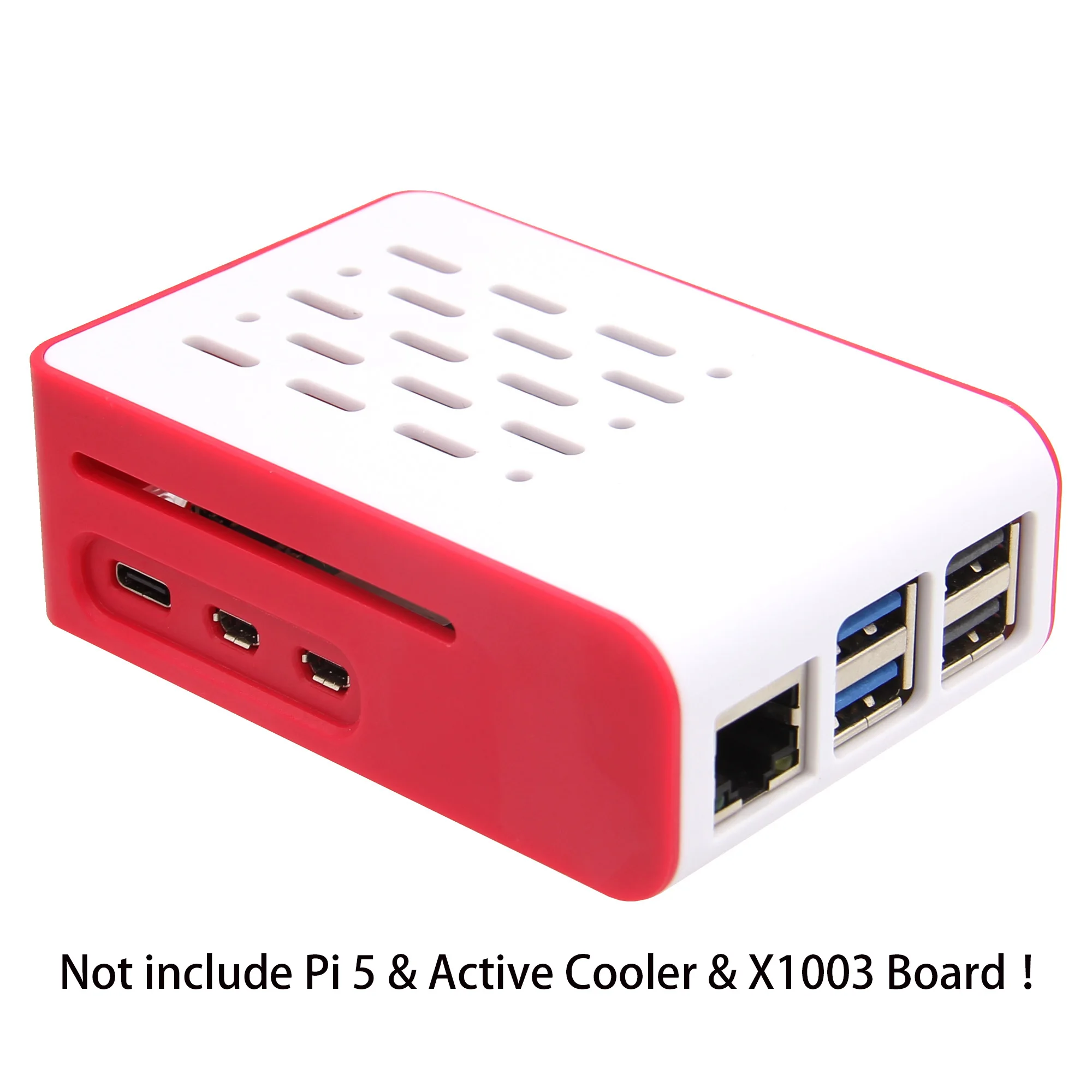 Raspberry Pi 5 ABS Case Support Active Cooler & X1003 PCIe to M.2 NVMe Shield