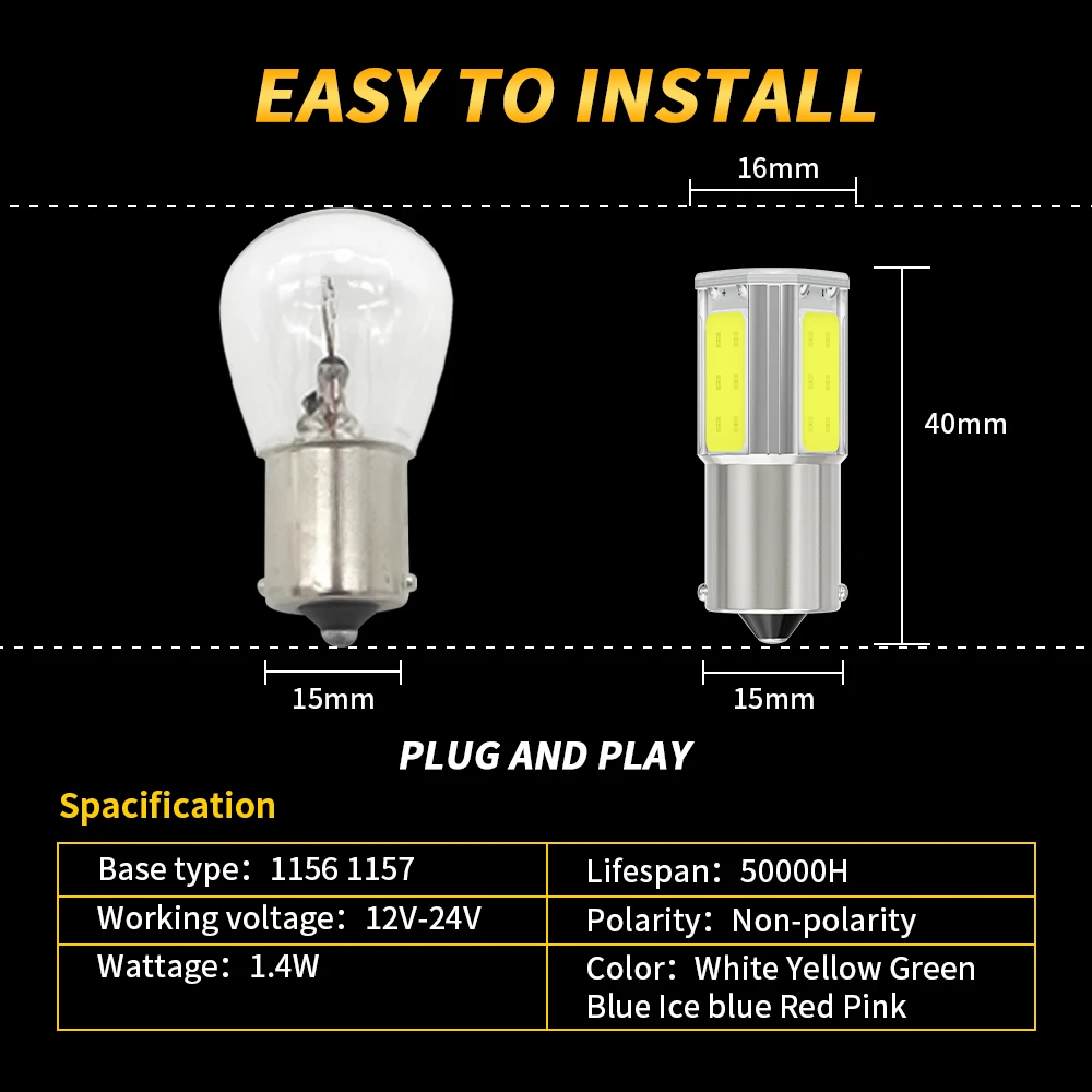 1pcs 1156 ba15s p21w 1157 bay15d p21 5w s25 ba9s led signal lights stop taillight led Rever lamp brake light 12v wholesale price