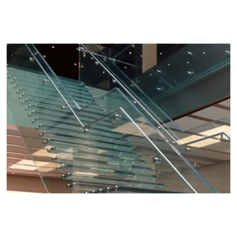 custom.Architectural Double Sides Plate Staircase Brushed Stainless Steel Glass Panel Staircase