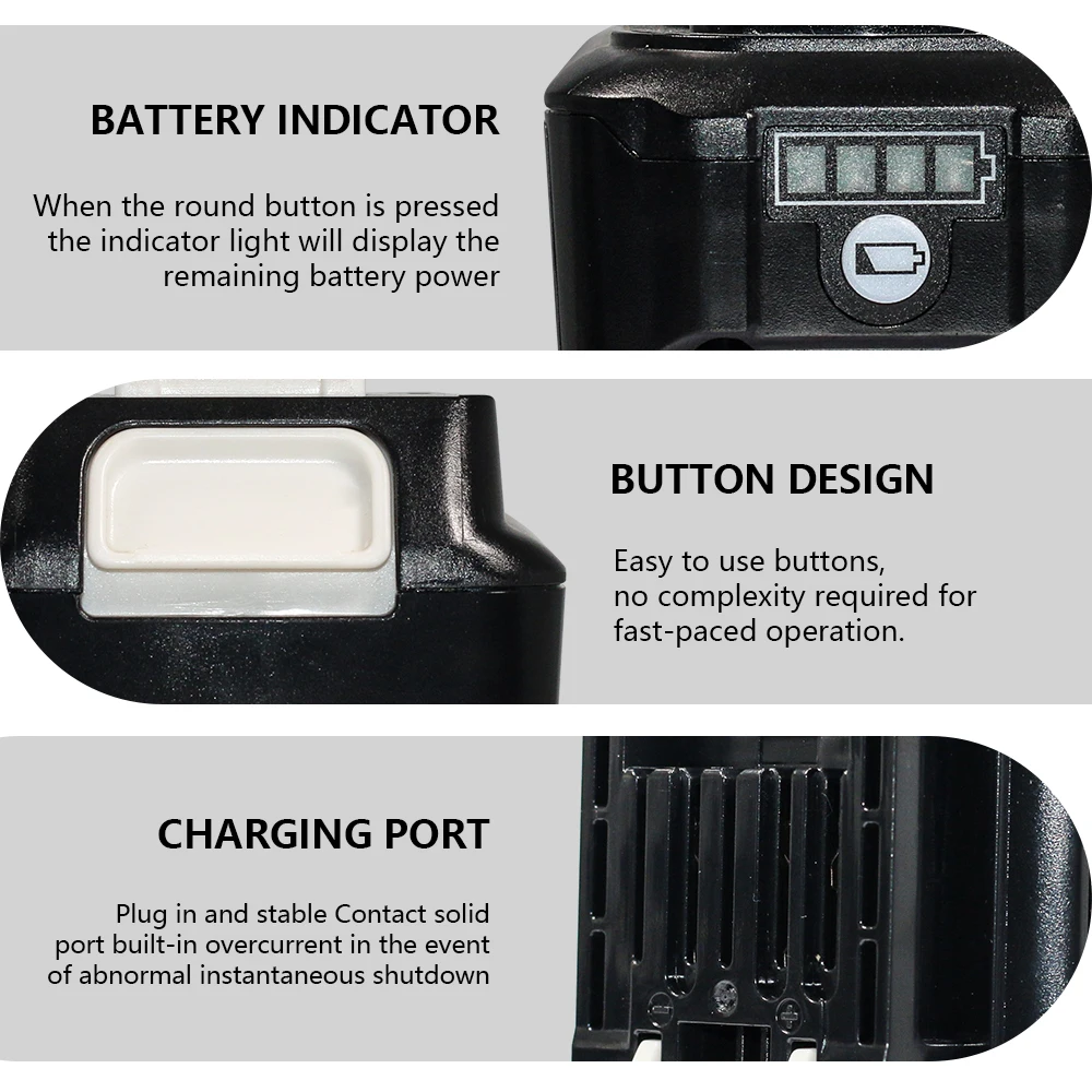 

for Makita 12V Battery 6Ah Lithium Ion Long-Lasting Lightweight Power Tool Battery for Building Site Projects