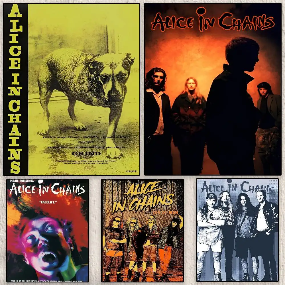 

Retro Band A-Alice In Chains Classic Poster Modern Waterproof HD Wall Art Decal Self-Adhesive Aesthetic Decor for Home Living Ro