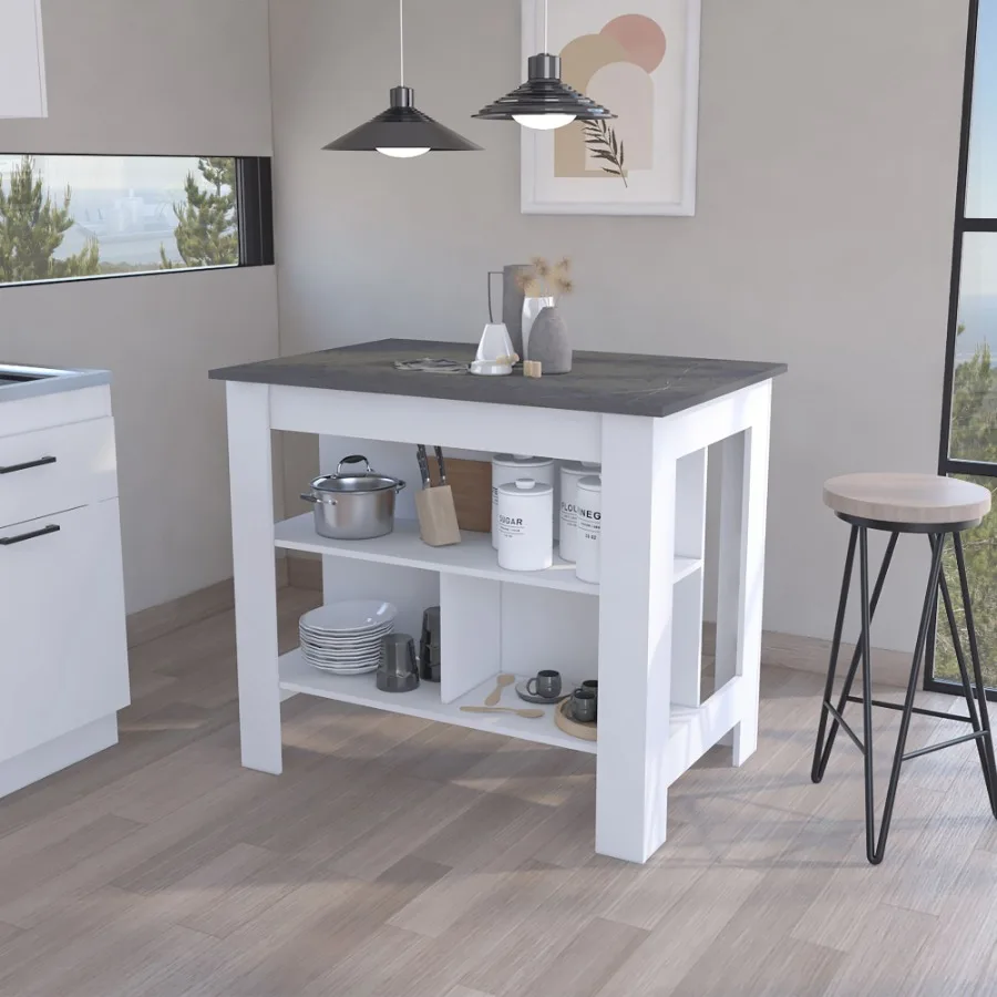 

Brooklyn Kitchen Island Three Concealed Shelves