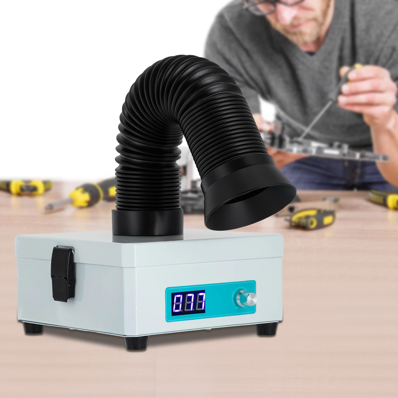 Fume Extractor, 3-Layer HEPA Filter Soldering Smoke Absorber with 15W Brushless Motor, Adjustable Speed, Low Noise for DIY Repair