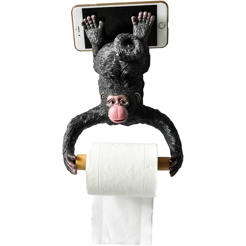 

Creative Personality Monkey Toilet Paper Holder Resin Wall Mount Tissue Holder Bathroom Accessories Home Decorations car decor