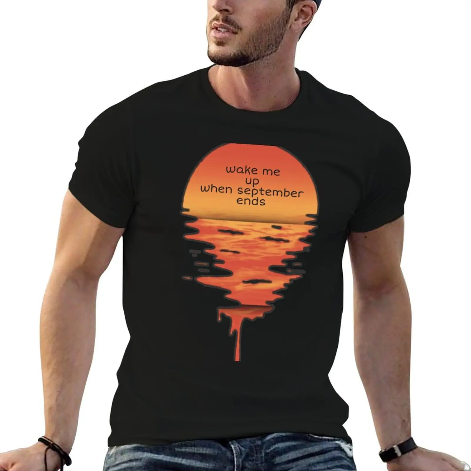 Wake me up when september ends T-Shirt Trendy Casual Short Sleeve Shirt