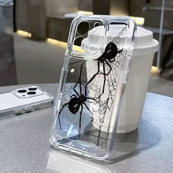 Case For iPhone 17 Cases iPhone 16 Pro Max Case Spider Pattern Clear Crystal Case For iPhone 16 Plus 15 14 13 12 11 17 Air Cover