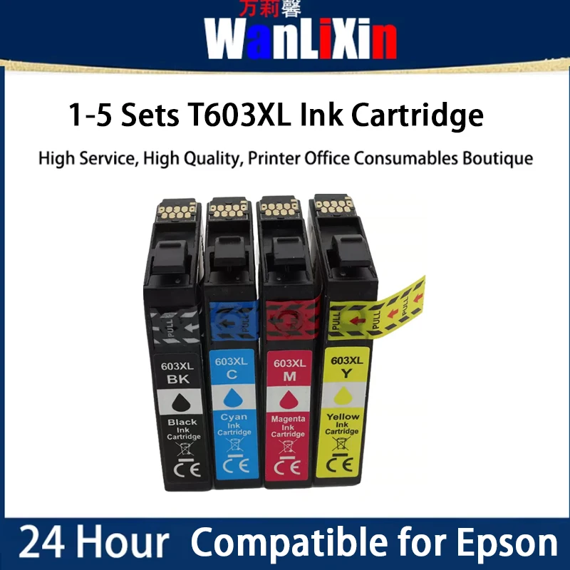 1-5 Sets T603XL Ink Cartridge  Compatible for Epson XP-2100 XP-2105 XP3100 XP3105 XP4100 wf2850 wf2810