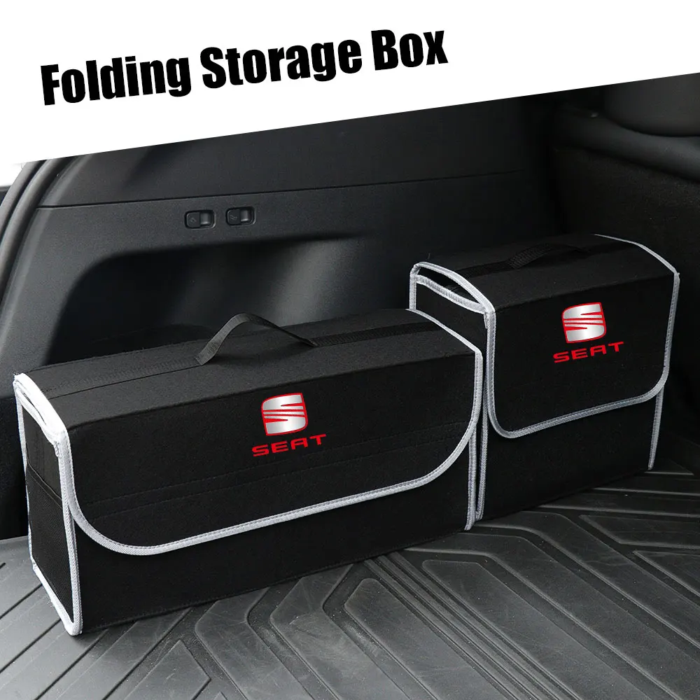 1pcs Car Trunk Storage Bag Felt Cloth Organizer Box Collapsible For Seat Cupra FR Racing Ibiza Leon E-racer Ateca Toledo Tarraco