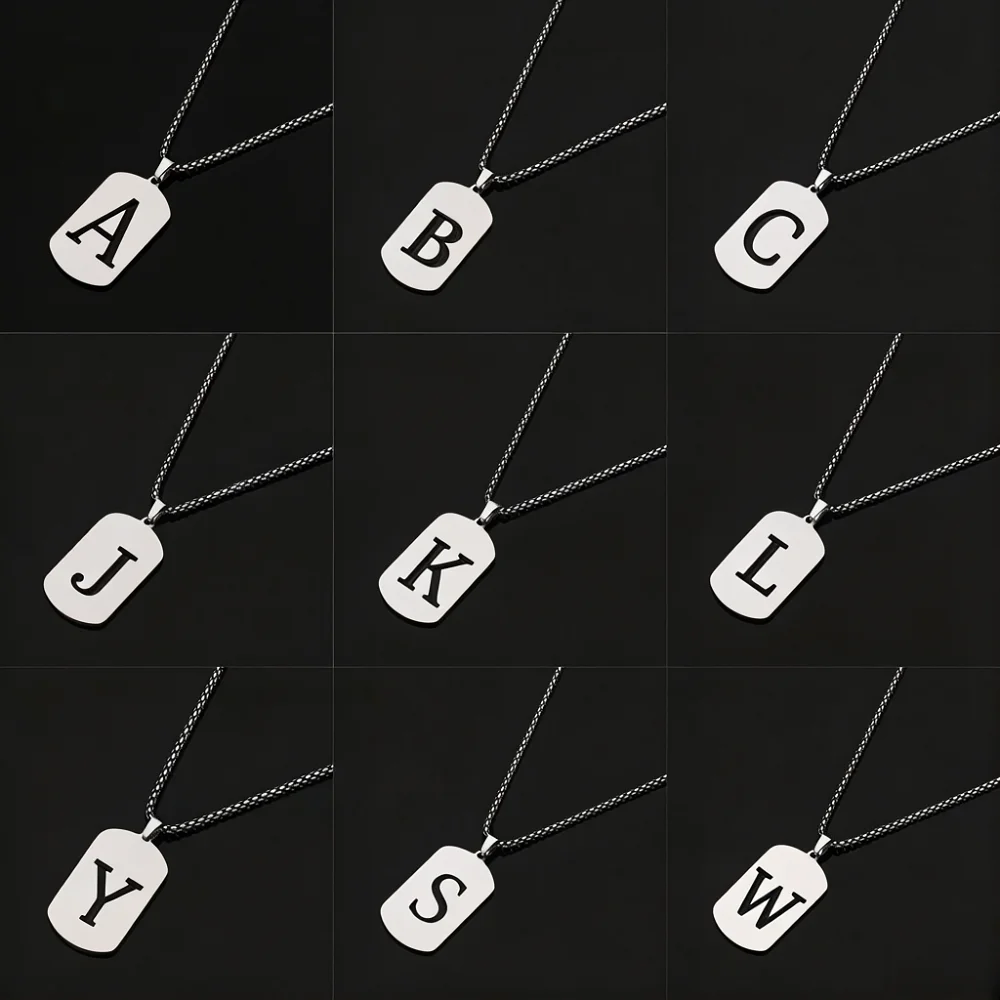 Personalized Stainless Steel Initial Necklace Men Women Custom Alphabet Letter A-Z Pendant Necklaces Hip Hop Jewelry view 3