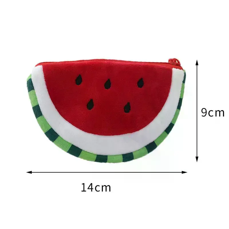 Funny Soft Watermelon Coin Purse Cute Zipper Fruit Wallet Earphone Storage Keychain Charm Cartoon Mini Card Bag Children