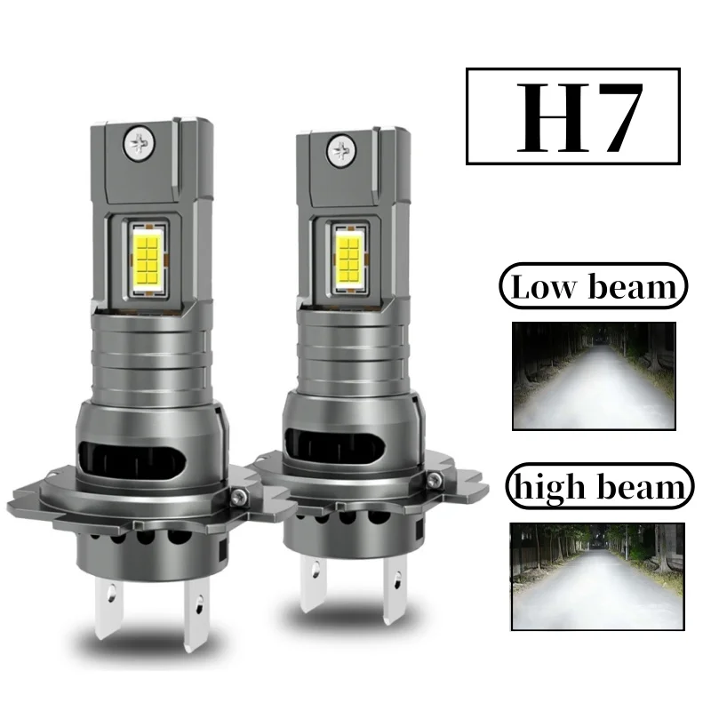 

H7 Светодиодная лампа для фар Мини Беспроводная 60W 20000LM 6500K CSP для автомобильных фар Автодиодные лампы H7 Turbo Led 12V Автомобильные