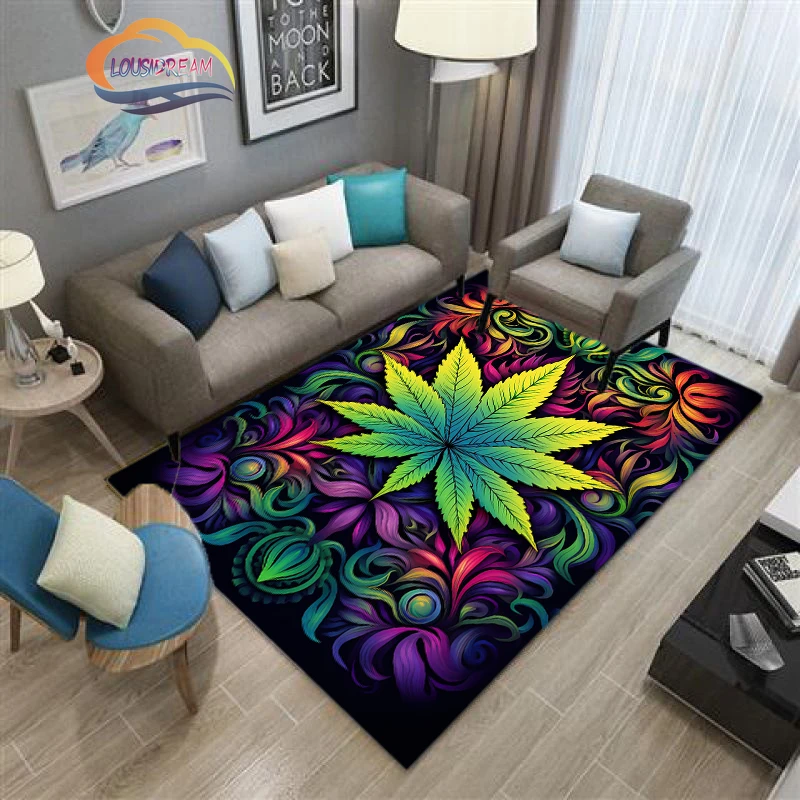 

Green Leaves Plants Rug 3D Printing Maple Leaf Carpet Living Room and Bedroom Corridor Decorate Non-slip Sofa Floor Mat