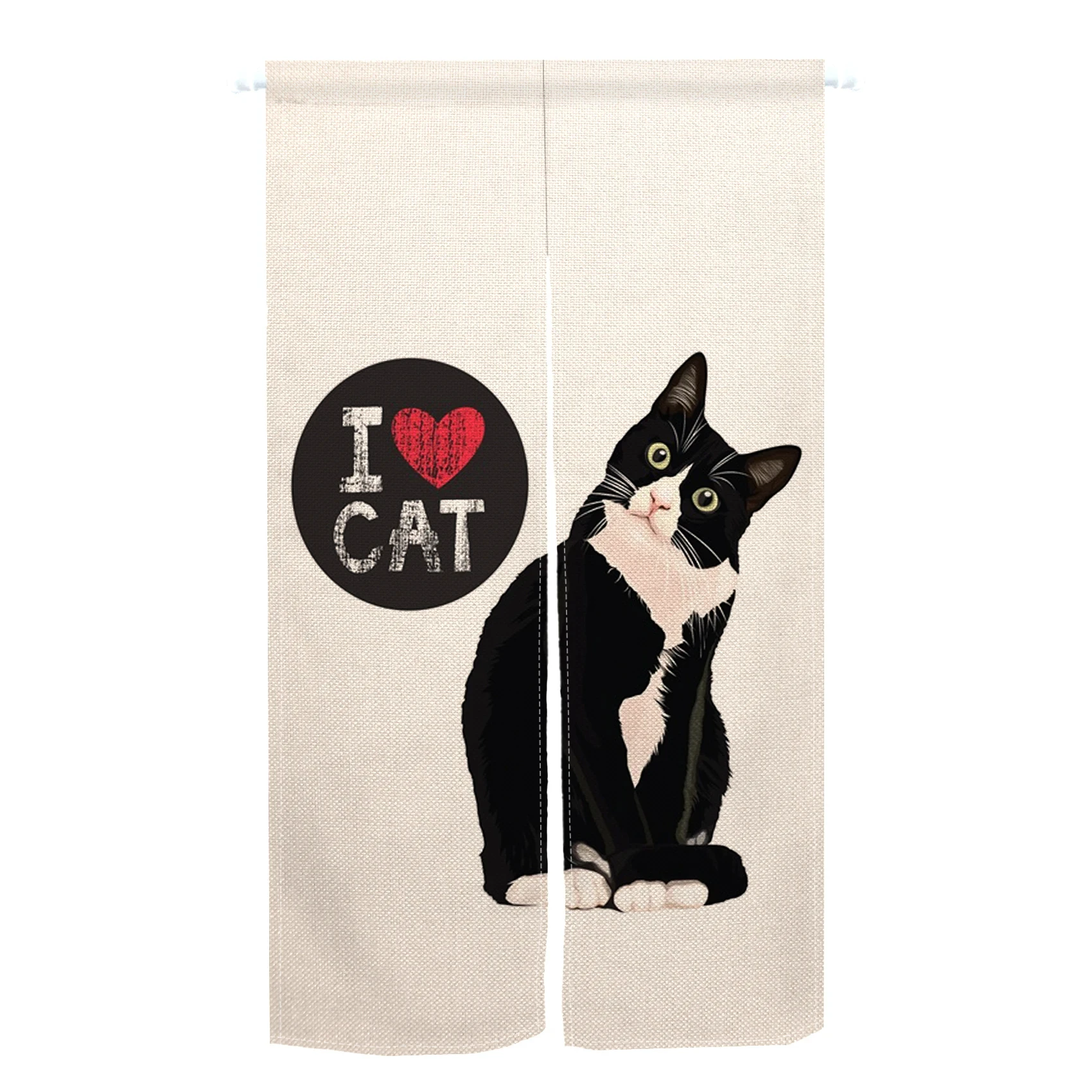 Japanese Door Curtain Funny Cute Cat Colorful Ukiyo-e Kitchen Partition Bedroom Bathroom Hanging Screen Room Partition Curtain