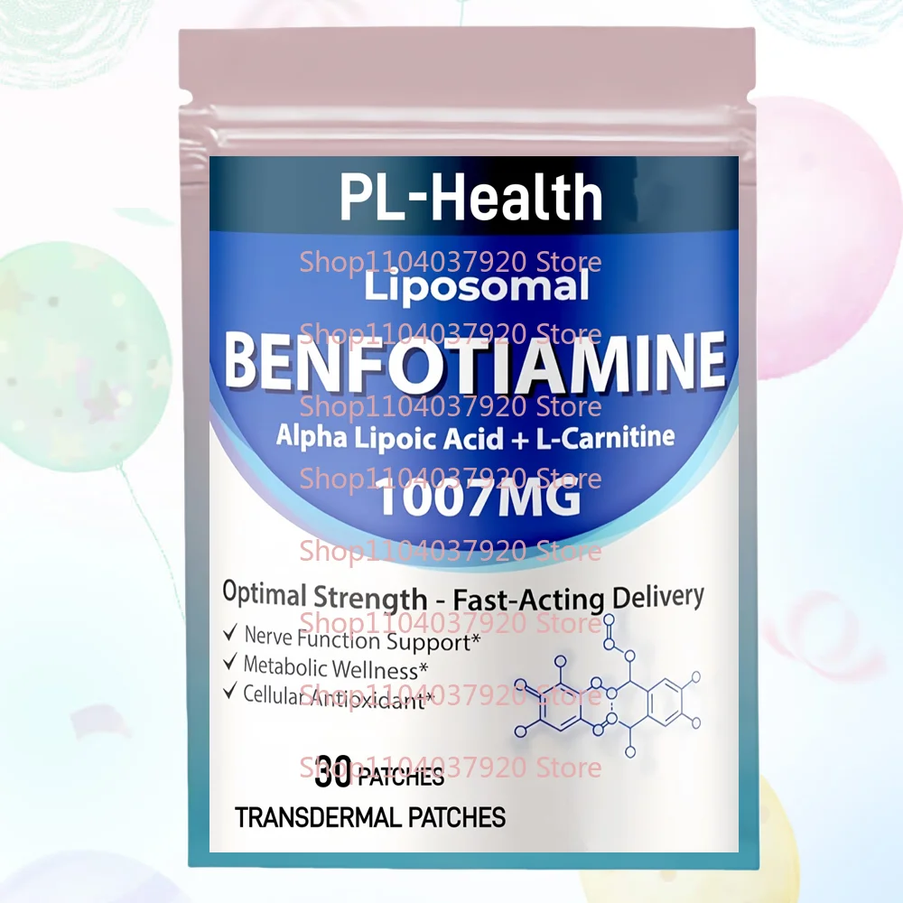 30 parches Parches transdermicos Benfotiamine con ALA y L-carnitina apoyan la salud nerviosa y metabolica