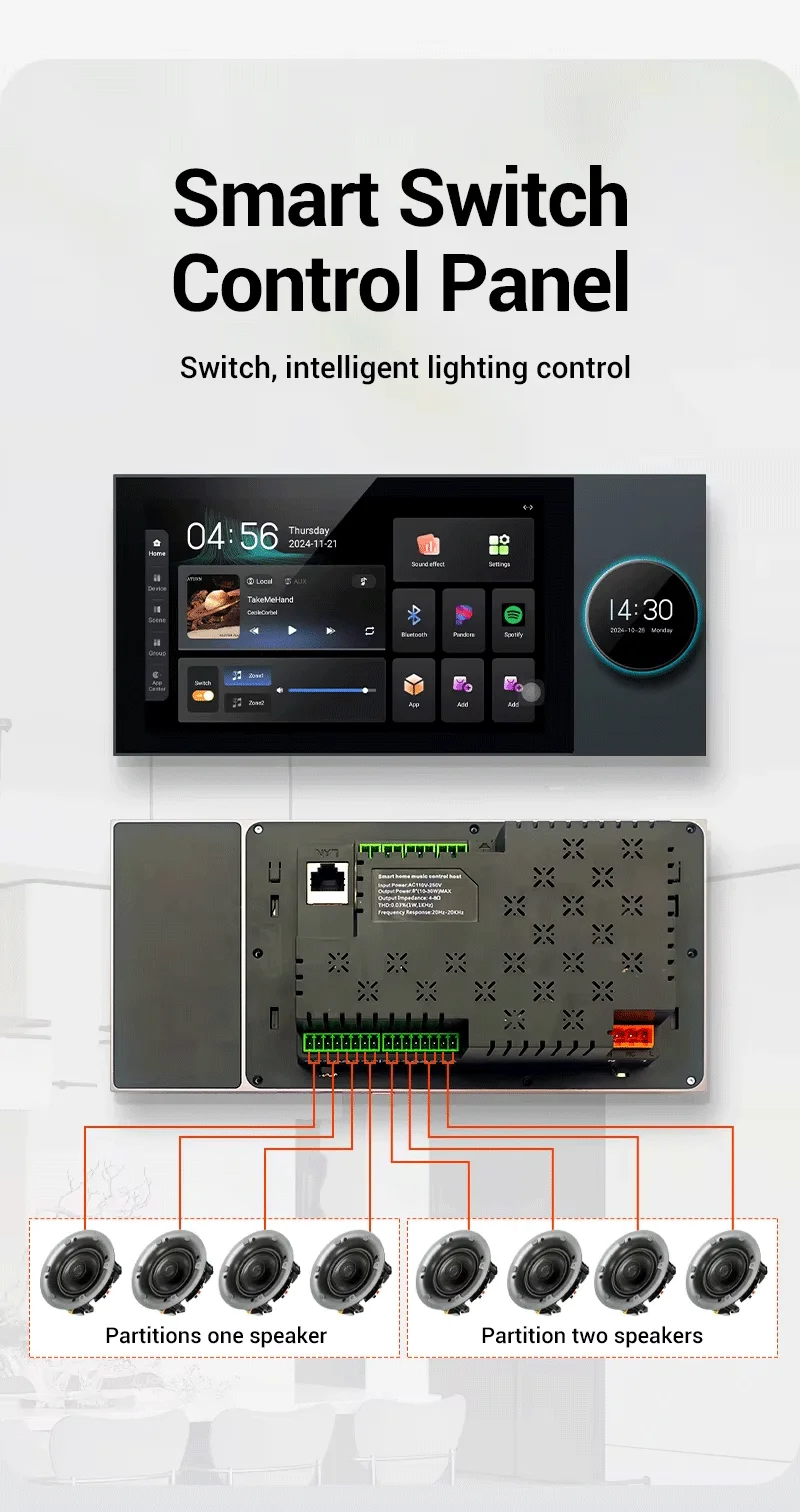 Anjielo Multifunctional TUYA Smart Music Central Control Host 7-inch Knob Smart Home Panel Scene Linkage supports Google Suite