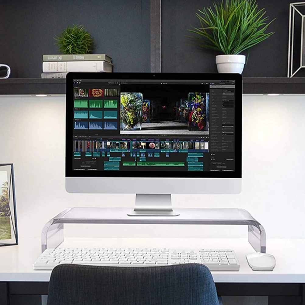 Acrylic Monitor Stand Small Elevator Computer Screen Laptop Holder Clear Neck Support Riser Stand Gaming Pc Storage Solution