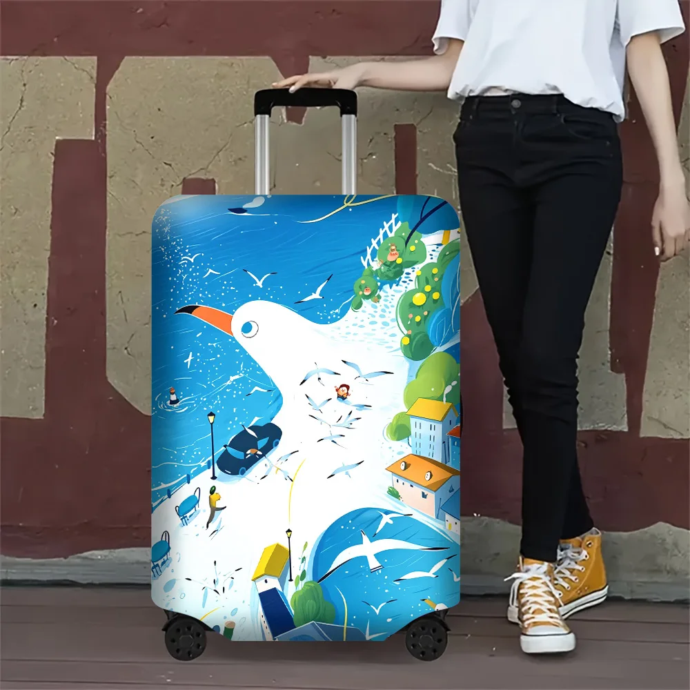 capa-de-bagagem-com-estampa-seagull-coast-town-1-unidade-para-bagagem-de-18-a-32-polegadas-acessorios-de-viagem-elasticos-e-a-prova-de-poeira-para-protecao-eficaz