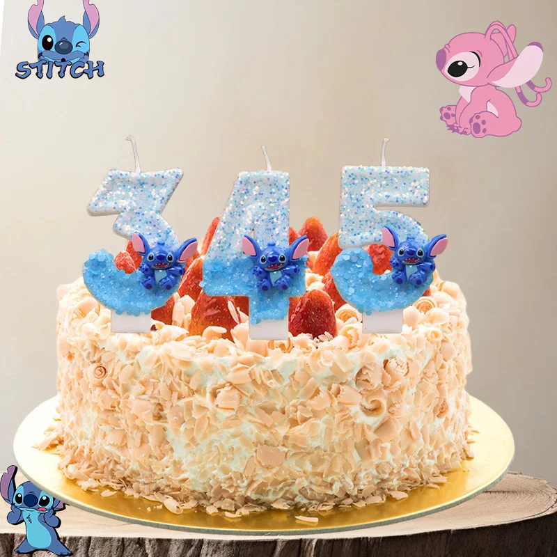 Stitch Birthday Number Candle Cake Topper Colour Changing Creative Stich Digital Candles Boys Birthday Party Decorations