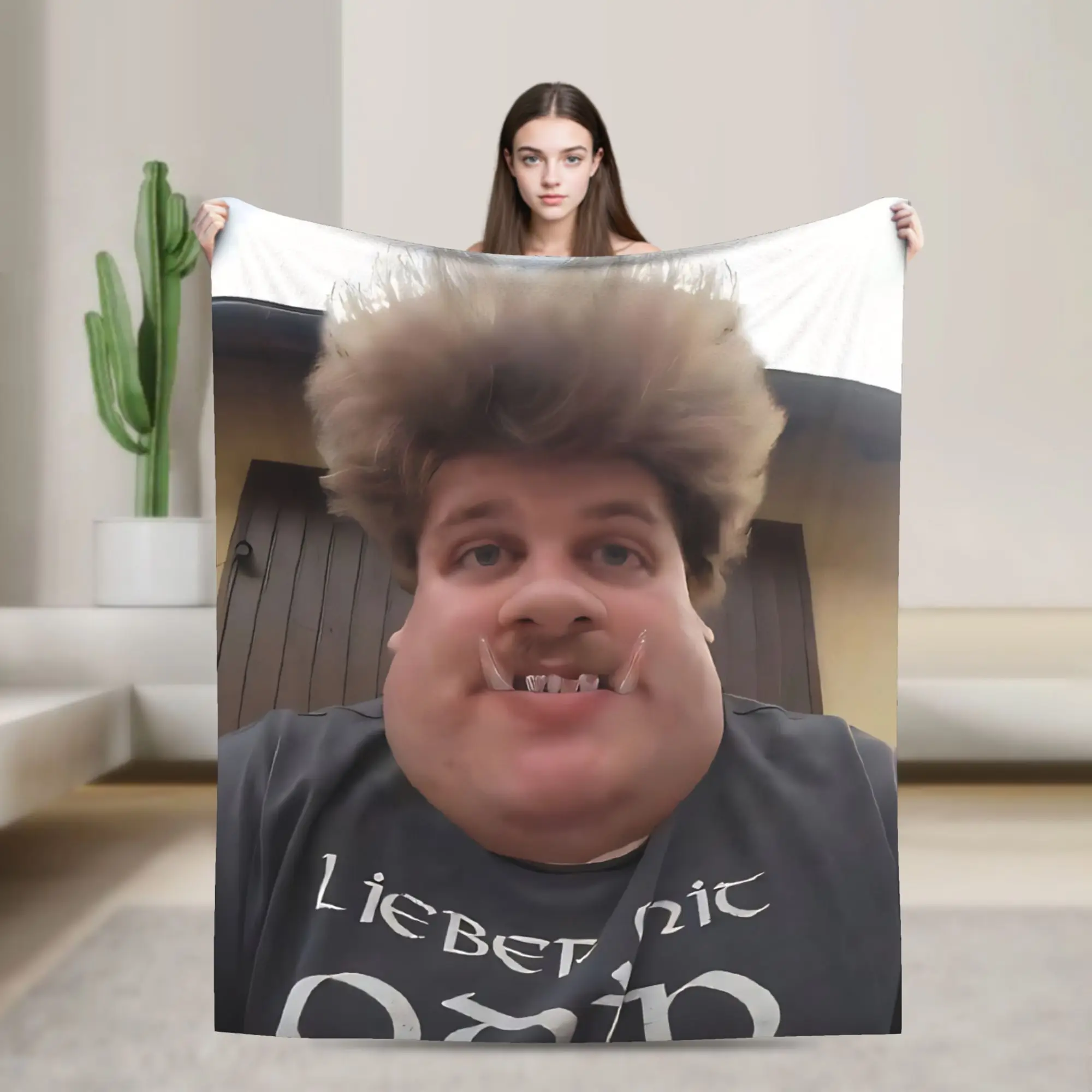 

Drachenlord Oger is watching you Upscaled Soft Warm Blanket Funny Living Room Flannel Bedspread Sofa Bed Cover