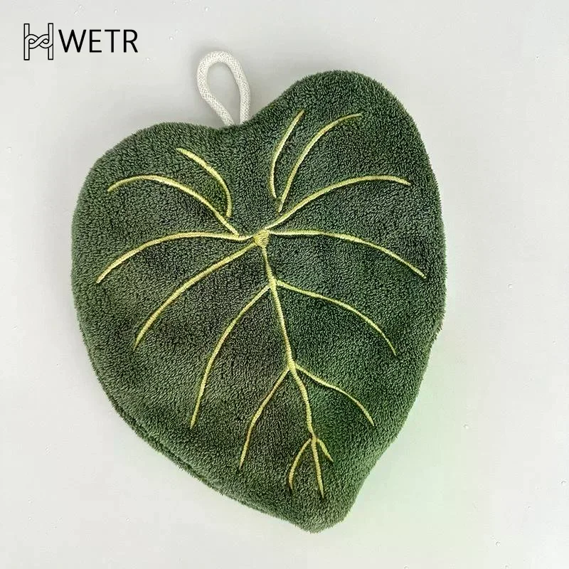Soft Double-layer Leaf Style Hand Towel Thickened Absorbent Hanging Hand Cloth Speed Dry Handkerchief Rag