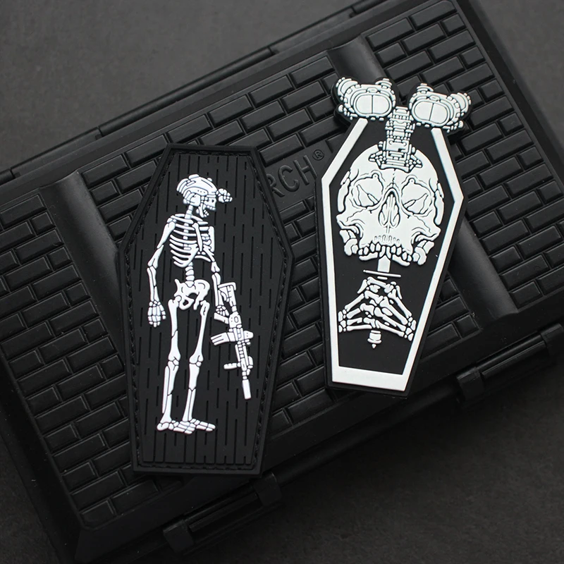 

The Bag Accessory Badge Projektmonark Luminous Skull FOG Morale PVC Rubber Outdoor Bag Sticker Armband with backpack patches