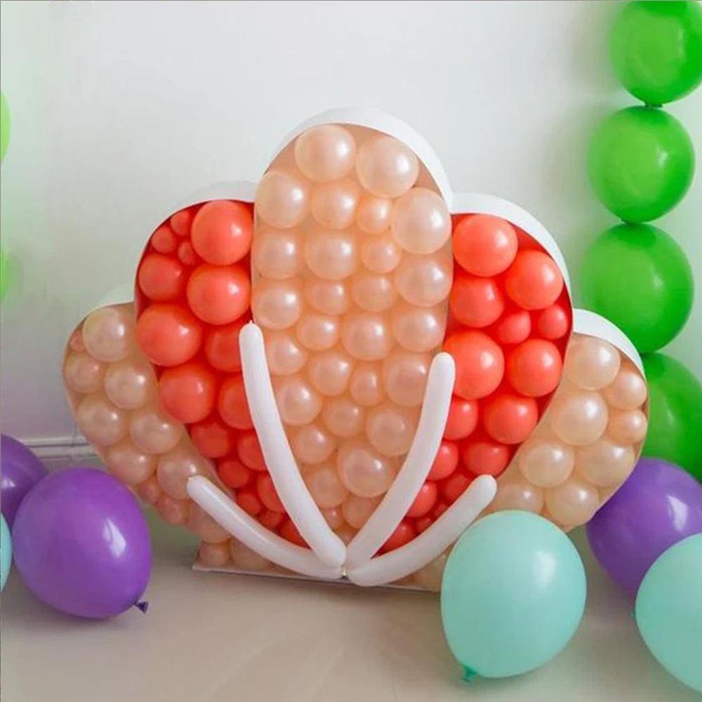 DIY Shell Shape Balloons Mosaic Giant Mermaid Tail Hippocampus Balloon Mosaic for Under the Sea Mermaid Party Decorations