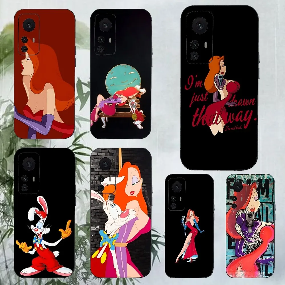 J-Jessica R-Rabbits Phone Case For Xiaomi 11 Redmi Note 11 5G 8T 9A 9 10T Note8Pro Note9 12SUltra Black Case