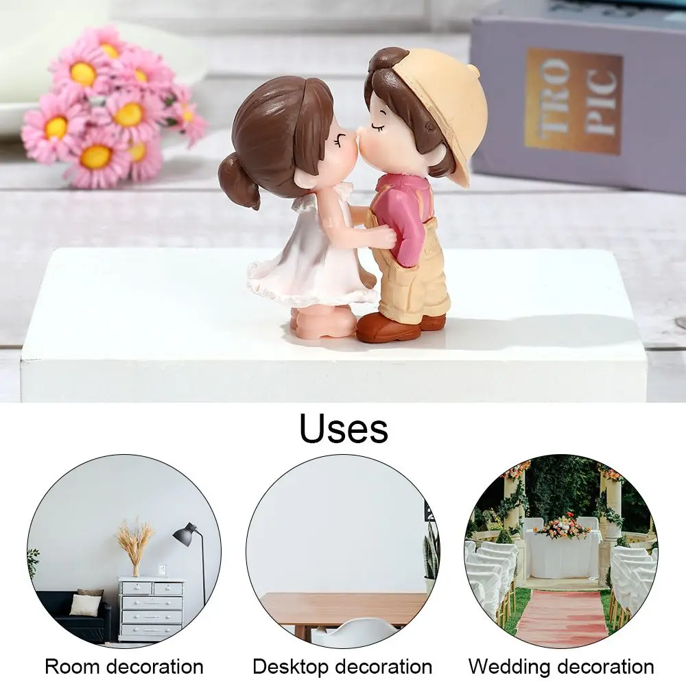 2pcs/pair Cute Lovers Ornaments Sweet Dance Couple Figurines Miniature Craft Decoration Fairy Garden Decor Home Wedding