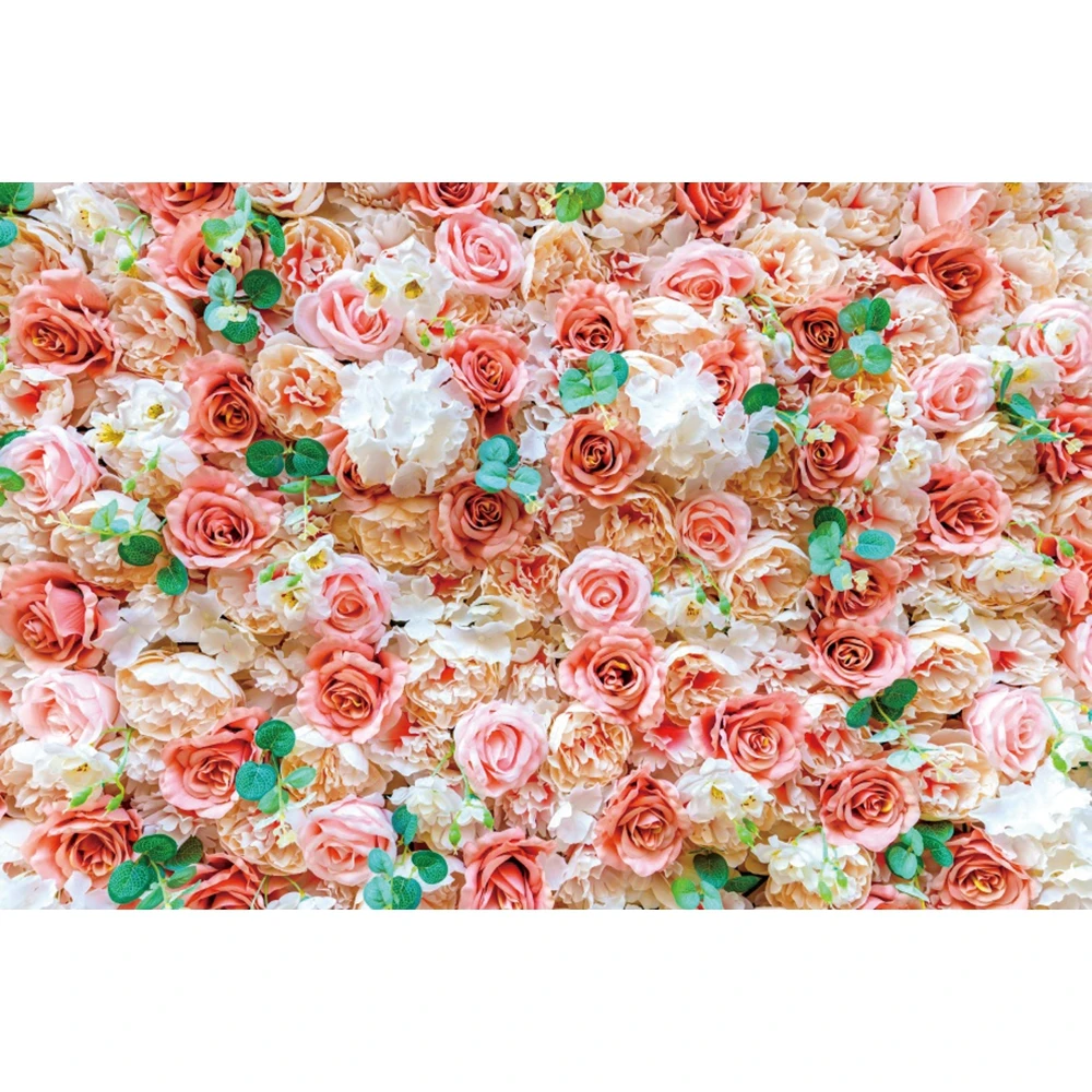 Floral Flower Photography Backdrop Pink Red Rose Flower Wedding Birthday Party Decor Marriage Ceremony Portrait Photo Background