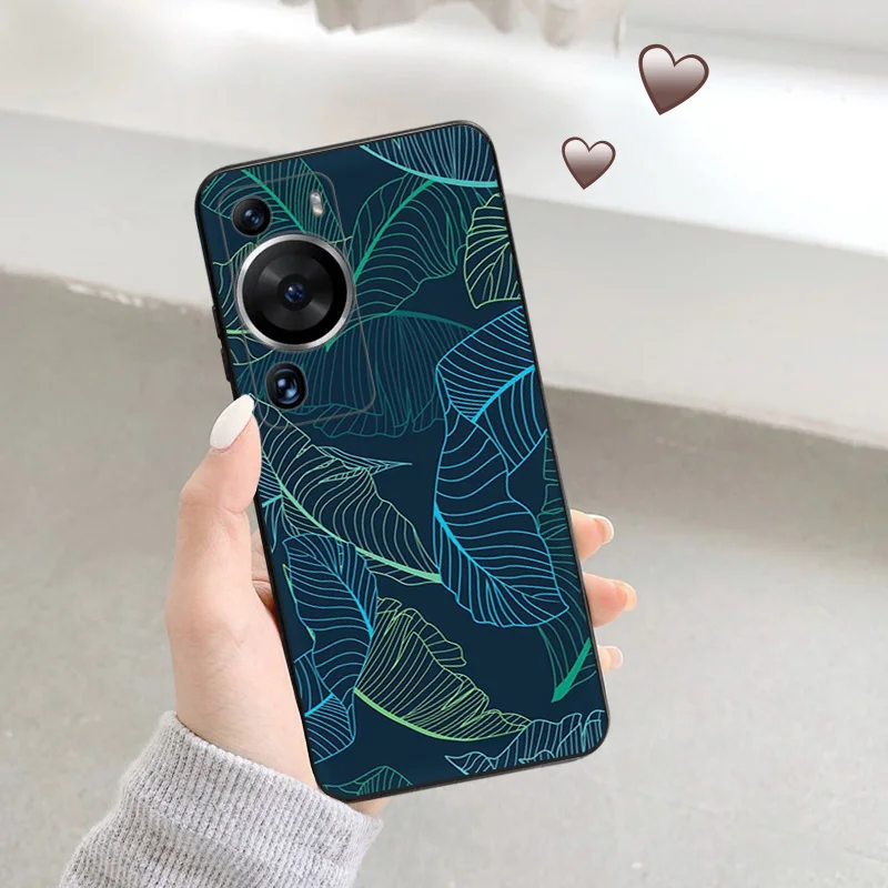 Silicone Black Phone Case for Motorola G200 5G G30 G31 One Fusion Tropical Plant Green Leaf Huawei P40 P30 P20 P Smart iphone6