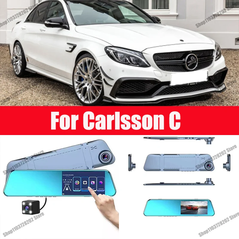 

For Carlsson C Carplay Android GPS Dash Cam AUX FM Radio Dashcam Car Camera Stream RearView Mirror Drive Recorder