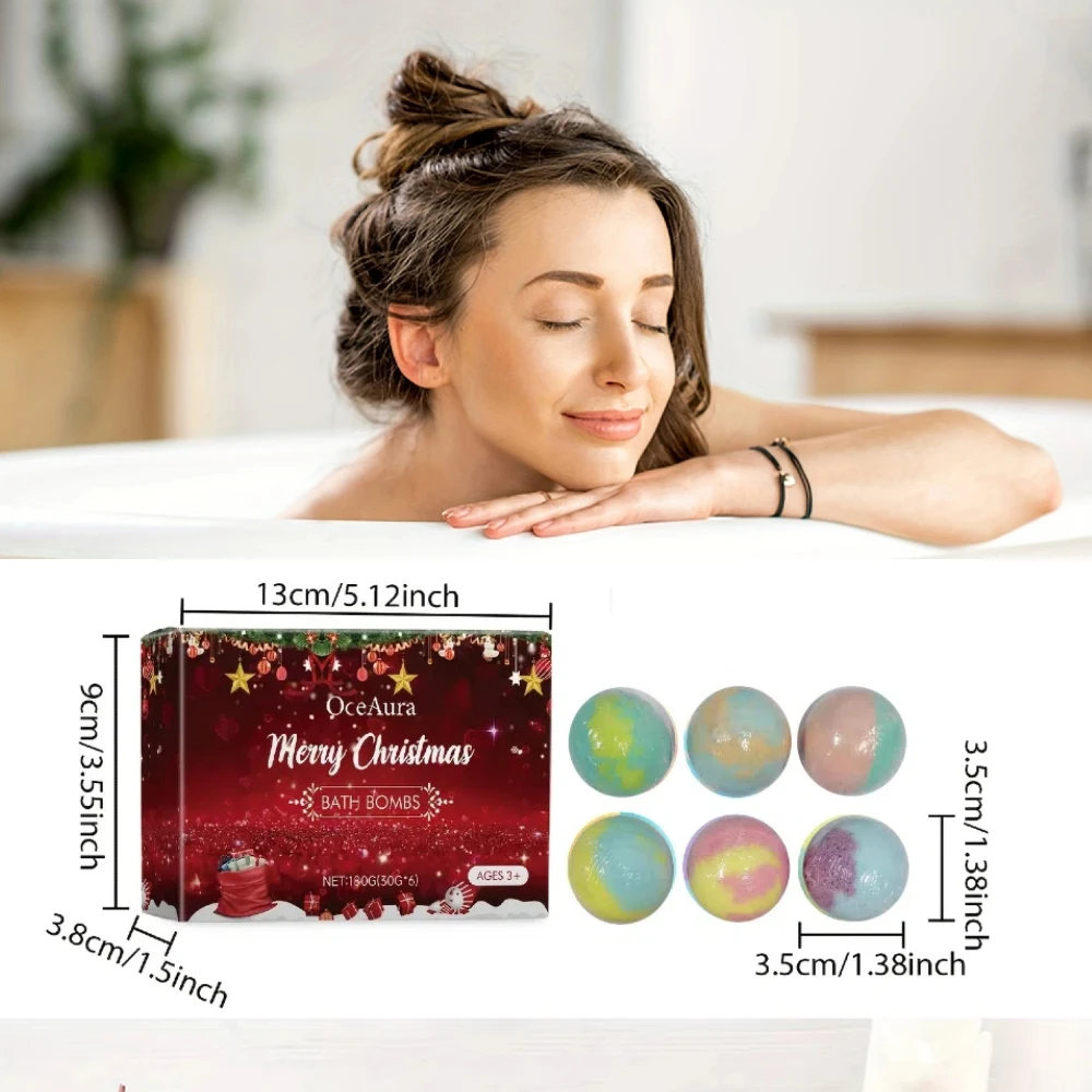 Juego de regalo de bolas de baño de 24 piezas, bola de sal de baño de colores mezclados de 15 g para burbujas, perfecta para Navidad, Halloween, regalos de Año Nuevo, festivo