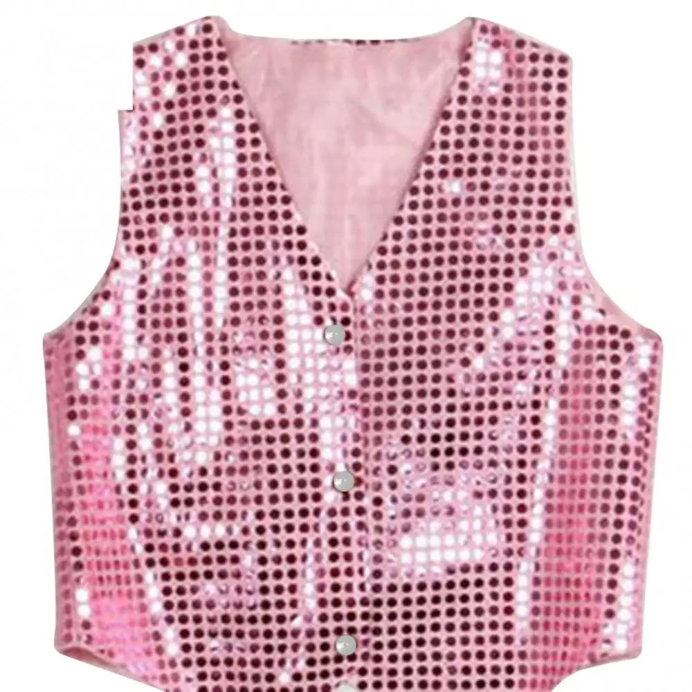 Children Hip-hop Jazz Street Dance Vest Boys Girls Sequined Vest Waistcoat Hip-hop Dance Party Street Show Costume Dancewear