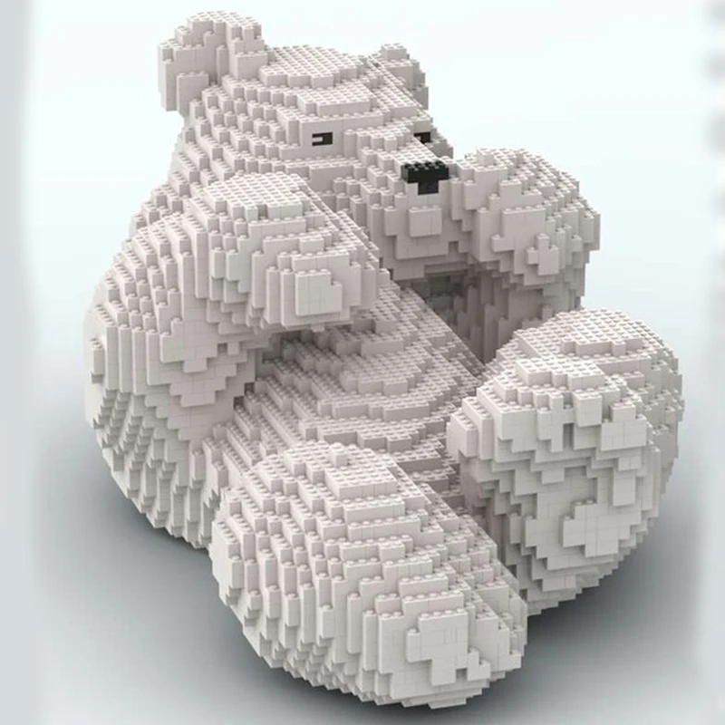 

New Polar Bear Playing Building blocks DIY creative ideas Kids Toys Birthday Christmas Gift Sets Assembly Room decoration model