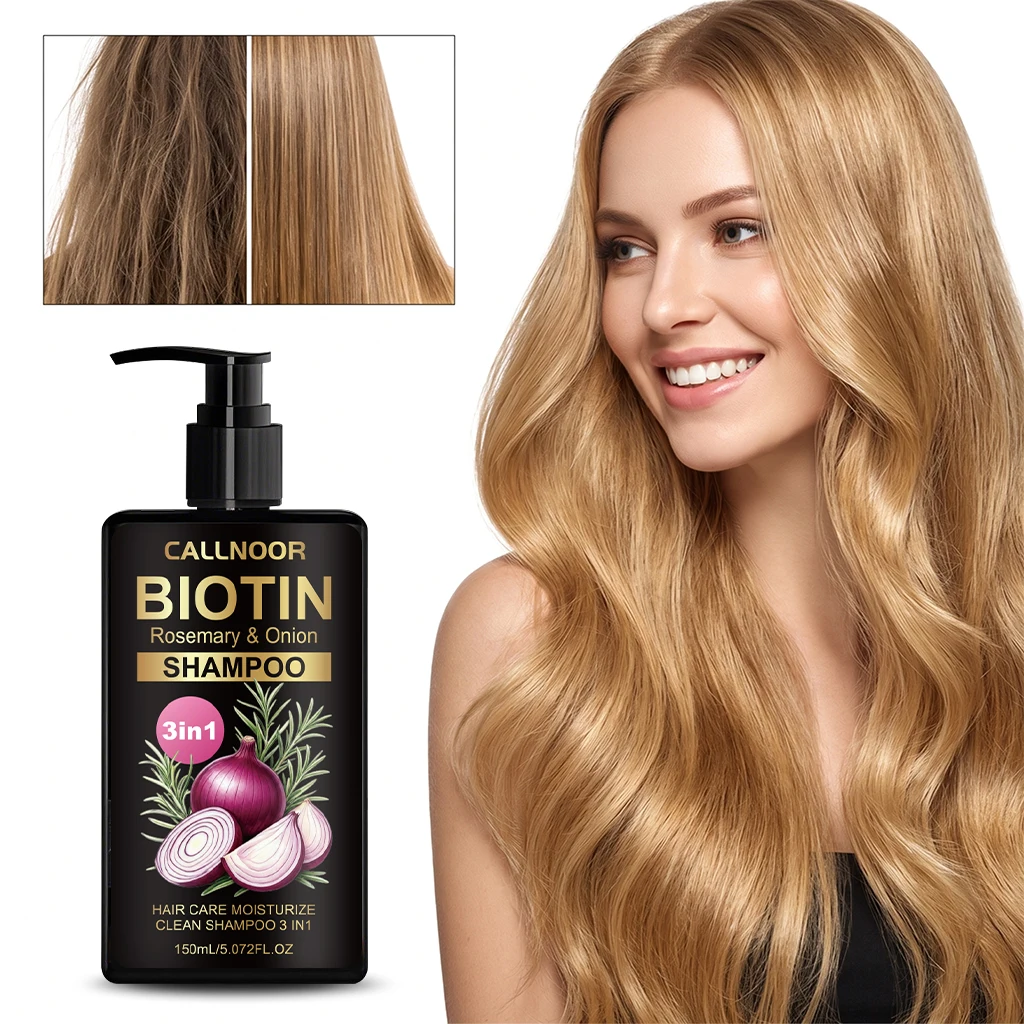 3 in 1 Biotin Rosemary Onion Shampoo - Deep Clean Moisturize Hair Remove Dirt Strengthens Reduce Breakage for Healthy Hair Care