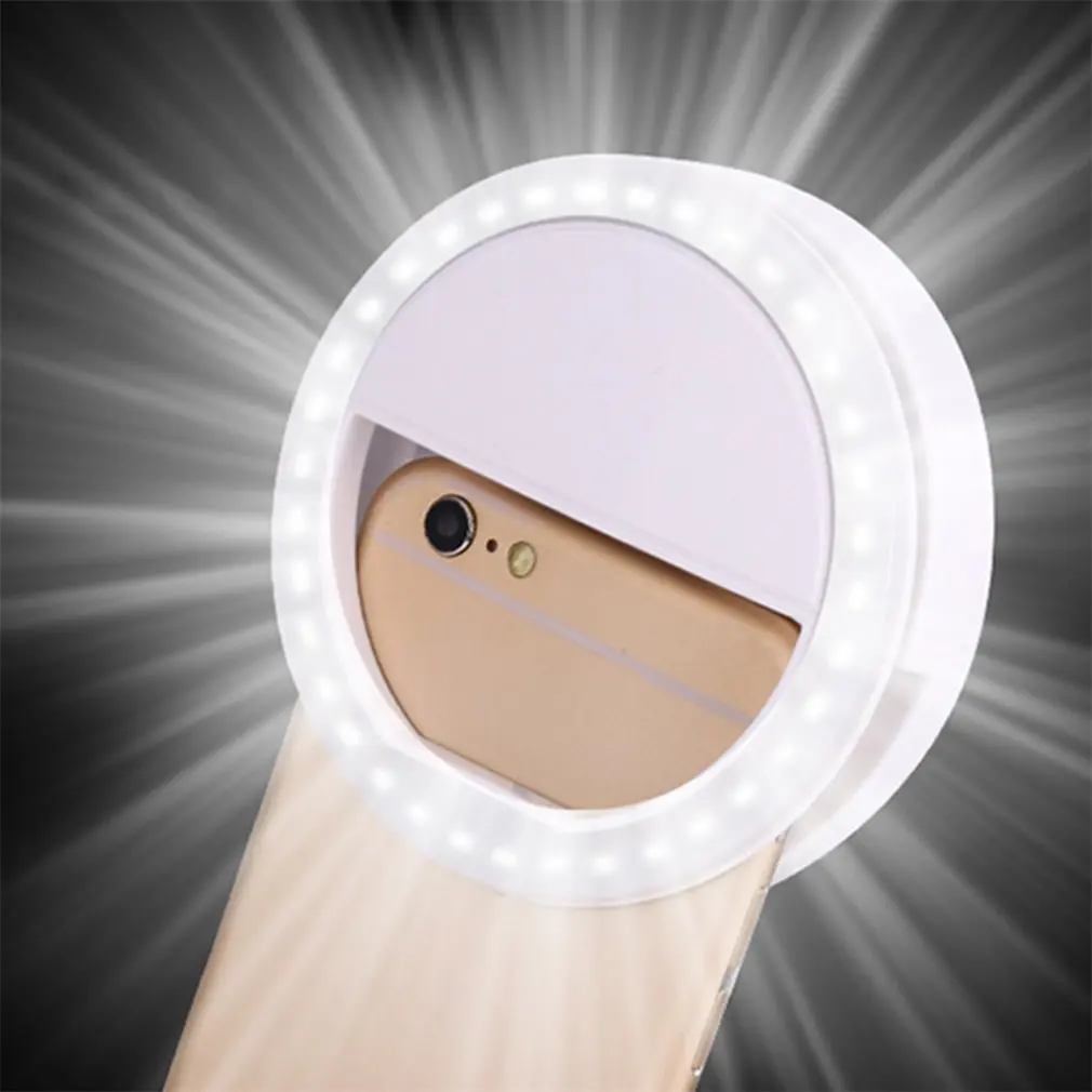 Universal Selfie LED Flash Light แบบพกพา Selfie โคมไฟโทรศัพท์มือถือเลนส์สำหรับ iPhone XS Max Samsung Luminous แหวนคลิป